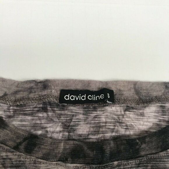 David Cline Womens Top Front Tie Dye Shirt 3/4 Sleeve Knit Pullover Gray S Small - Picture 4 of 11